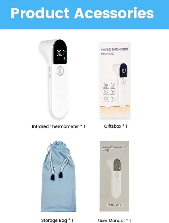 Image du produit PhoneLook Thermomètre médical bébé frontal et auriculaire infrarouge numérique sans contact (Front, Auriculaire, Sans contact)