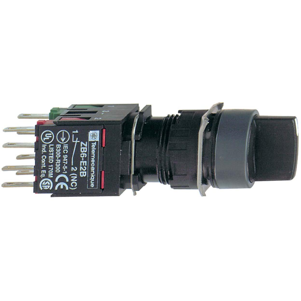 Schneider Electric Wahlschalter 3 Positionen, Taster + Schalter, Schwarz