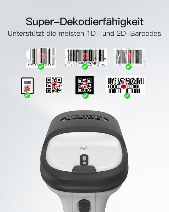Produktbild Inateck Barcodescanner 72 gray (BCST-72 gray) (1D-Barcodes, 2D-Barcodes, QR-Code)