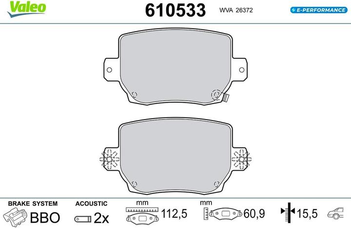 Actual product image Valeo E-Performance Brake Pads