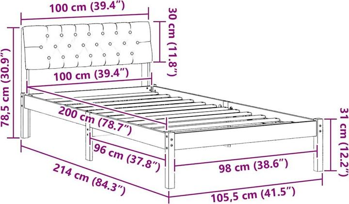 Image du produit vidaXL Plattformbettgestell (100 x 200 cm)