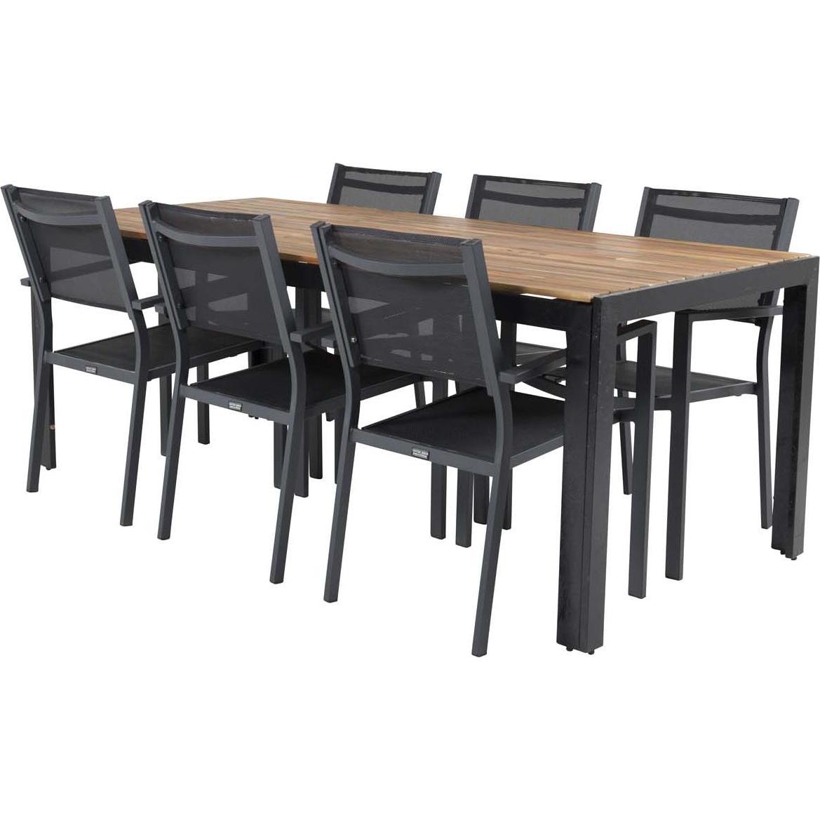 Ebuy24, Gartentisch + Balkontisch, Gartenset Bois 7-teilig (205 cm)