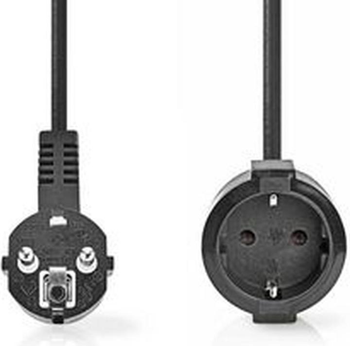 Produktbild Nedis Stromkabel | Schutzkontaktstecker | Schutzkontaktsbuchse | abgewinkelt | gerade | Vernickelt | (3 m, CEE 7/3)
