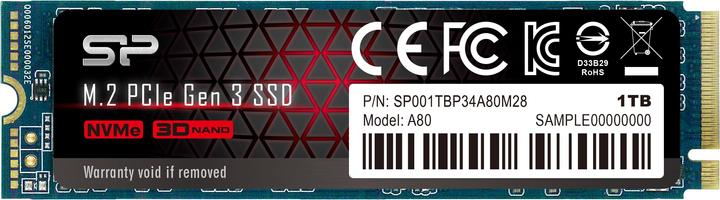 Actual product image Silicon Power P34A80 (1000 GB, M.2 2280)