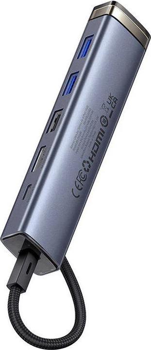 Image du produit Baseus 6-Port HUB AIR UltraJoy Series Type-C - HDMI, USB3.0x2, USB2.0, C3.0, PD (grey) (USB-C, 6 ports)