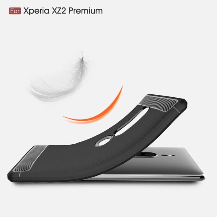 Actual product image König Design Case Mobile Protection for Sony Xperia XZ2 Premium Case Cover Bumper Carbon Blue (Sony Xperia XZ2 Premium)