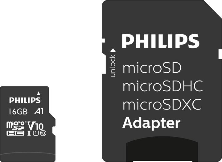 Actual product image Philips MicroSDHC Class 10 UHS-I U1 with adapter (16 GB, microSDHC, U1, UHS-I)