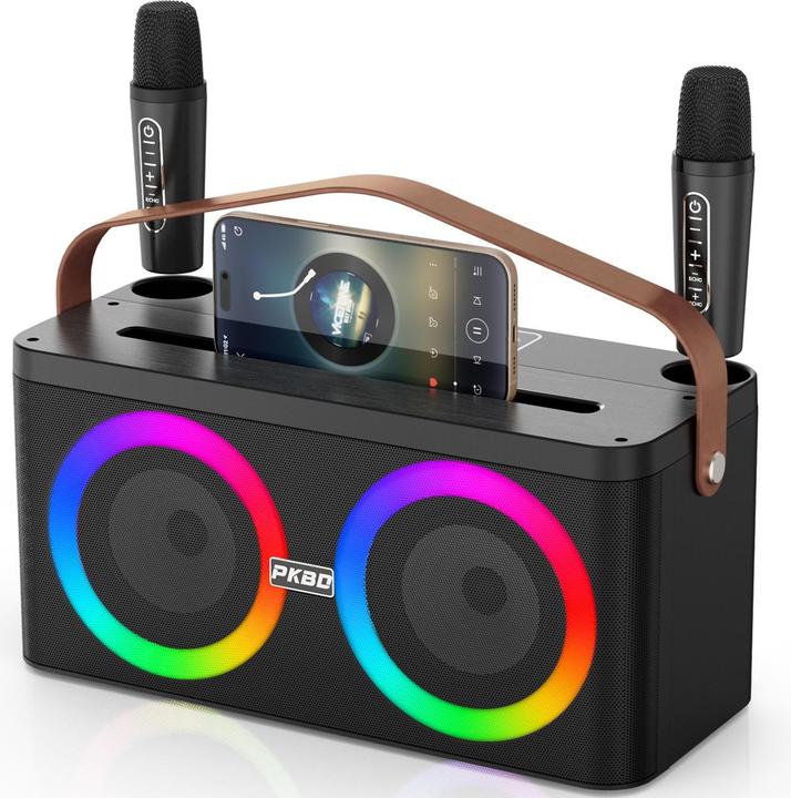 Pkbd Karaoke-Maschine mit Bluetooth und 2 Mikrofonen