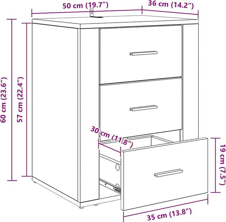 Immagine prodotto vidaXL Nachttisch (50 x 36 x 60 cm)