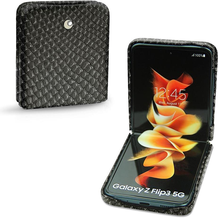 Noreve Lederschutzhülle (Samsung Galaxy Z Flip3), Smartphone Hülle, Schwarz