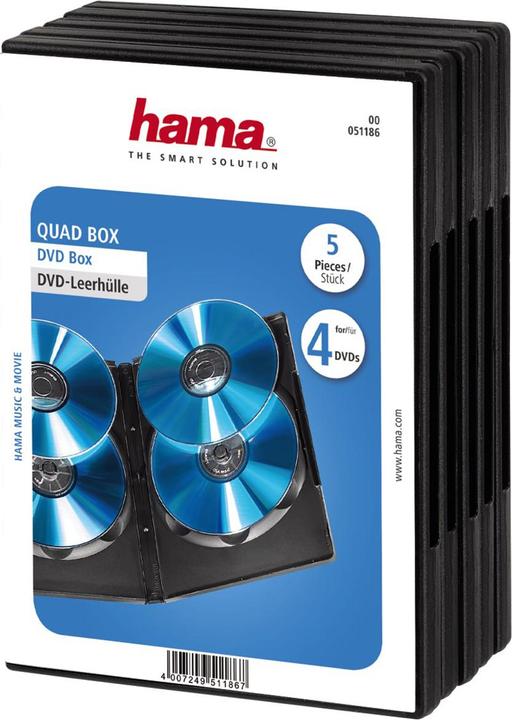 Hama Boîtier vide pour DVD Quad Box, paquet de 5, S