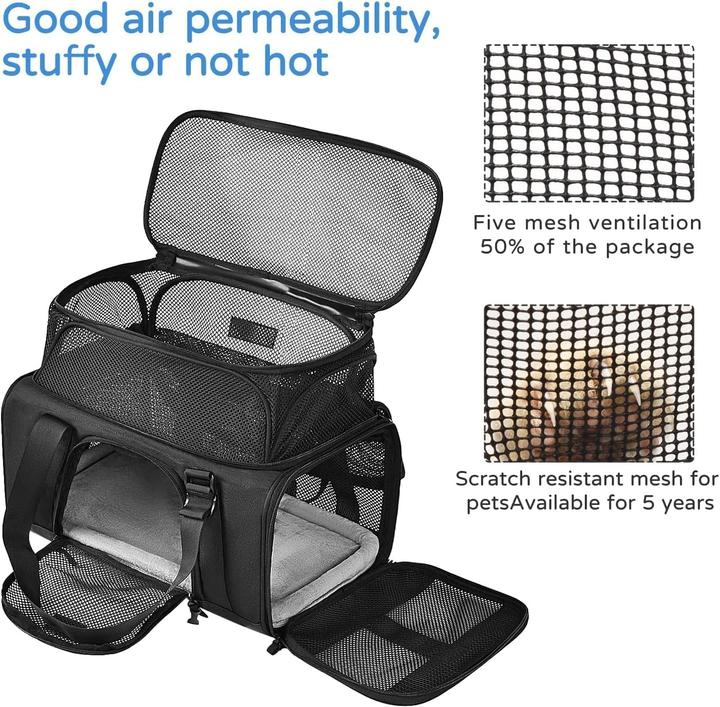 Wakytu Erweiterbare Haustier-Transportbox (Flugzeugzugelassen) (Hund, Katze, Faltbar)
