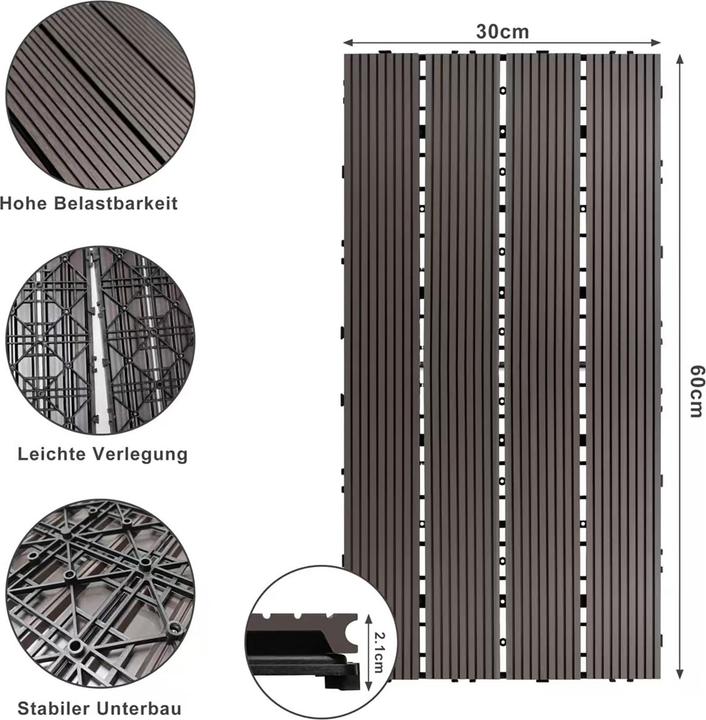 Actual product image Relaxdays WPC tiles (6x, 60 x 30 cm)