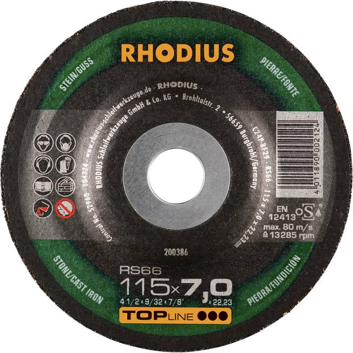 Image du produit Rhodius 200386 RS66 Disque à ébarber Pierre, Fonte 25 pces (60 coudé)