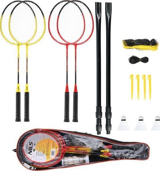 Productafbeelding Nils NRZ264 ALUMINIUM badmintonset 4 rackets 3 veerpijlen 600x60cm netkoffer