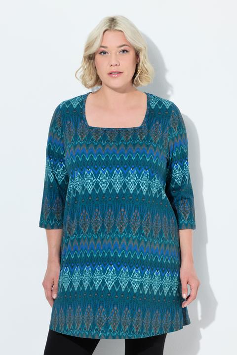 Image du produit Ulla Popken T-shirt long, coupé évasée. Décolleté carré et manches 3/4 (62)