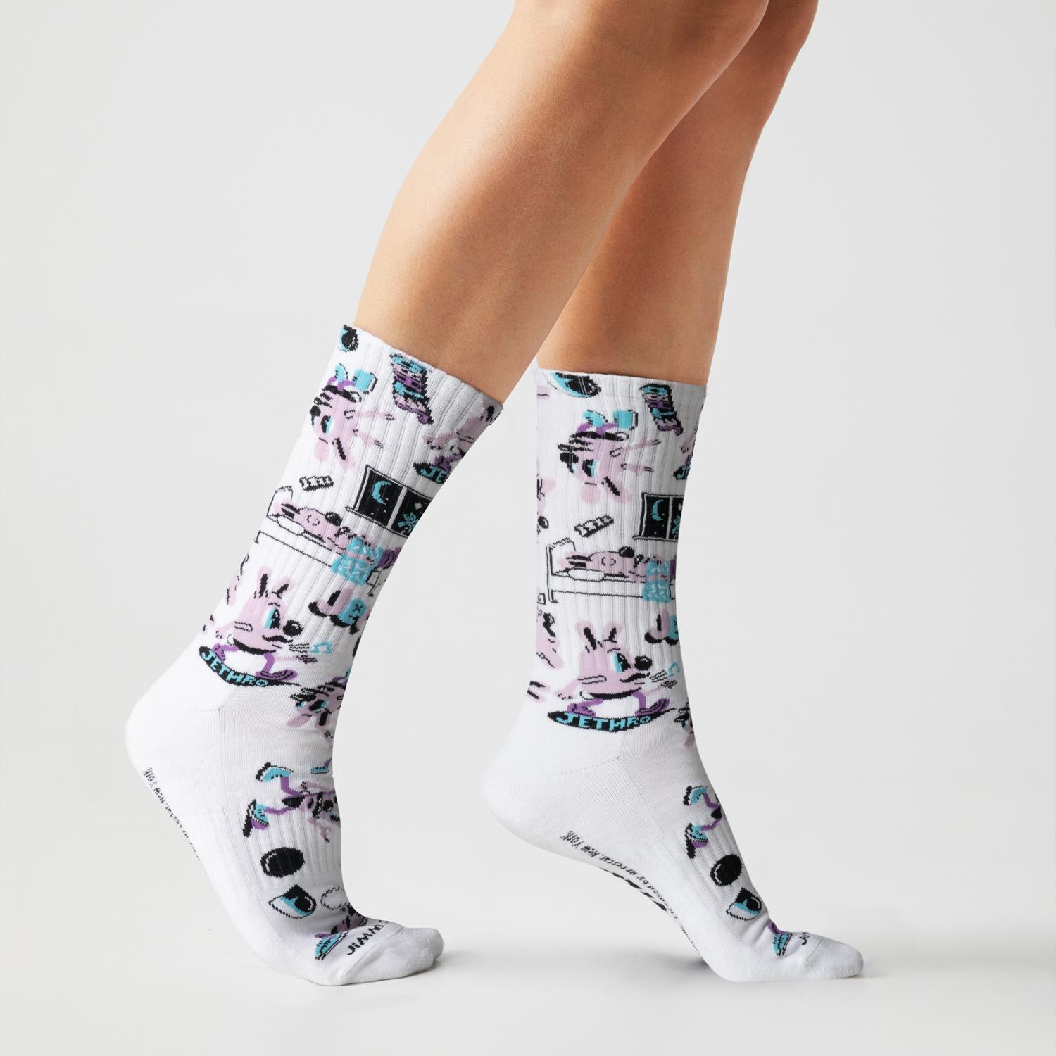 Thumbnail - Jimmy Lion, Herren, Socken, socken athletic - jethro pattern, Weiss, (36, 40)