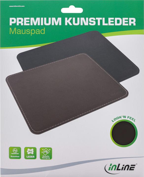 Produktbild InLine Maus-Pad Premium Kunstleder braun, 255x220x3mm