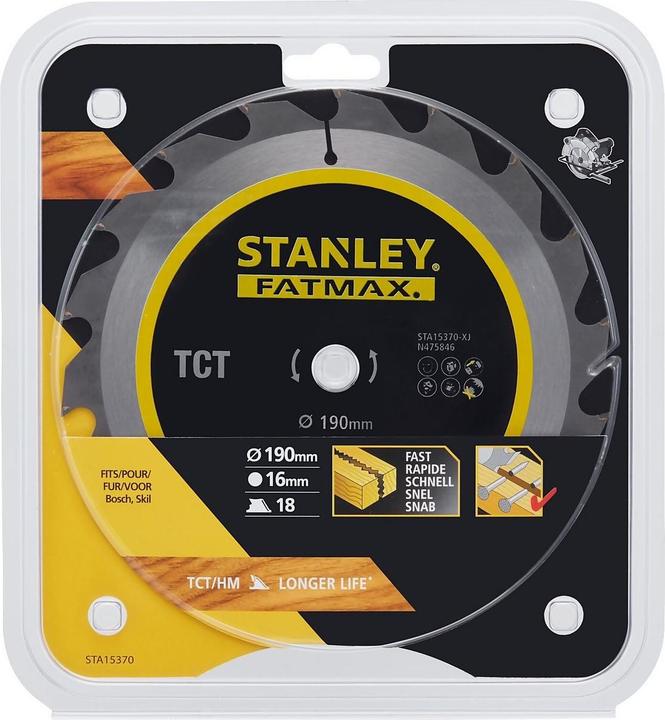 Actual product image Stanley Circular saw blade NAIL 190x16x18Z