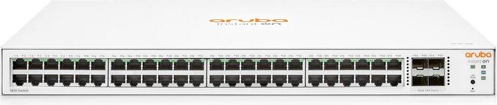 Actual product image HPE E Aruba Instant On 1830 Switch 4 SFP Ports, 1U, Layer 2, Plug and Play, DOS, Mobile App, Web (52 ports)