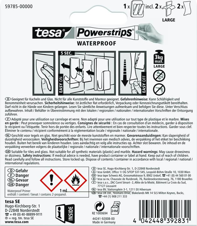 Image du produit tesa Crochets Powerstrips Waterproof L