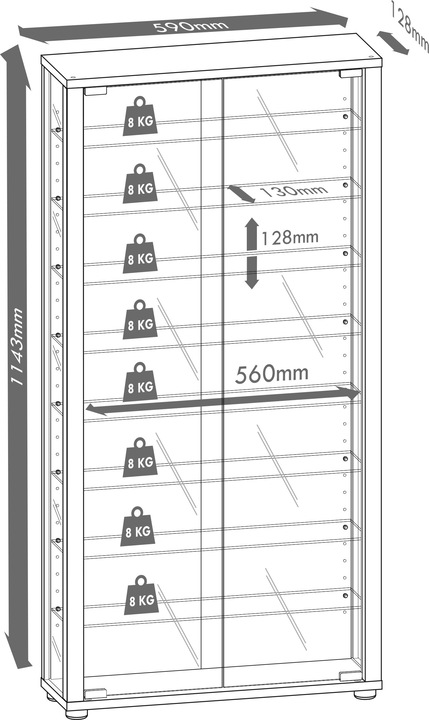 Immagine prodotto VCM Espositore da collezione Legno Vetro Lumo Maxi Specchio (59 x 18 x 115 cm)