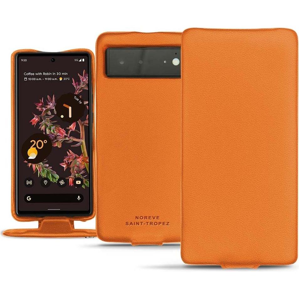 Noreve Lederschutzhülle vertikal (Google Pixel 6), Smartphone Hülle, Orange