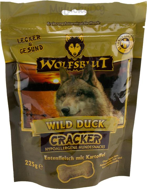 Wolfsblut Cracker Dog Snacks Canard sauvage avec canard 225 g (Adulte, 1 pcs, 225 g)