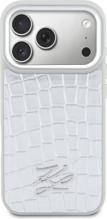 Produktbild Karl Lagerfeld Etui Croco KL Script Logo MagSafe do iPhone 17 Pro srebrny (Apple iPhone 17 Pro)