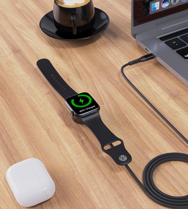 Produktbild Choetech T319 MFI 5W kabelloses Ladegerät für Apple Watch + USB-C-Kabel – Schwarz (5 W)