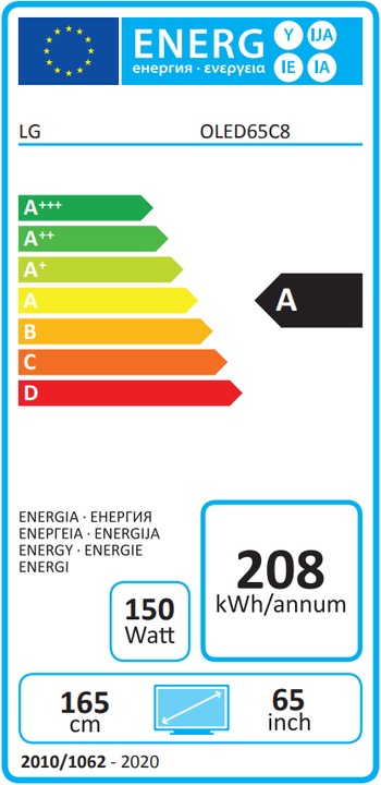 Energie-Label LG OLED65C8 (65", OLED, 4K)