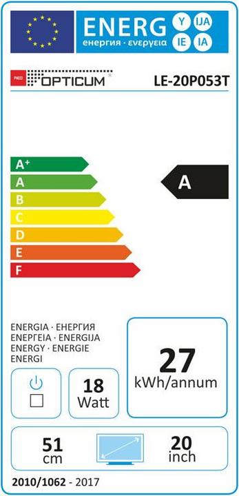 Energie-Label Opticum LE 20P053T (20", LCD, HD)