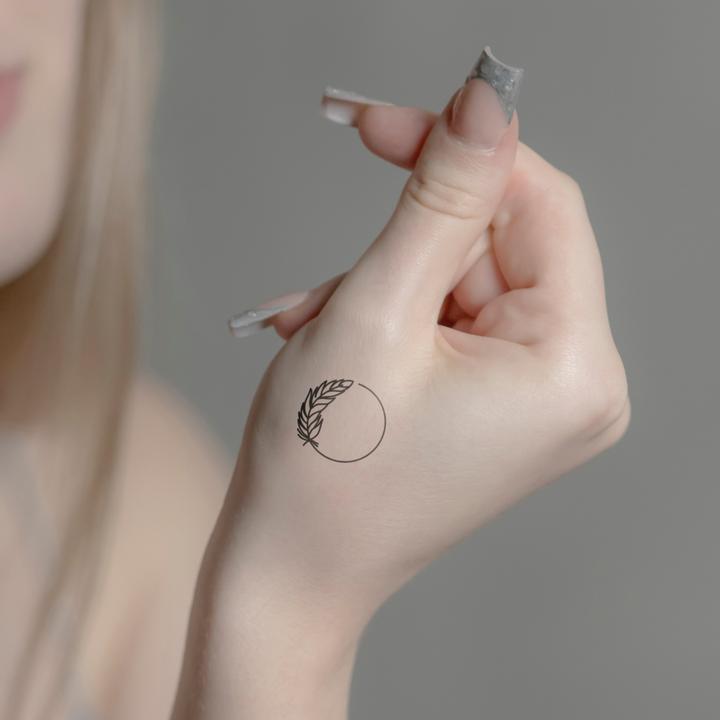Actual product image minink Temporary tattoo - Feather with circle