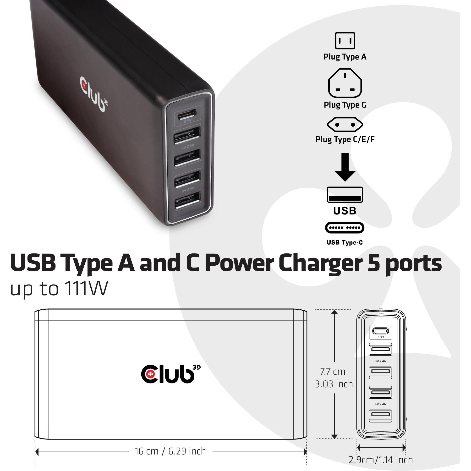 Thumbnail - Club 3D CAC-1903 (87 W), USB Ladegerät, Schwarz