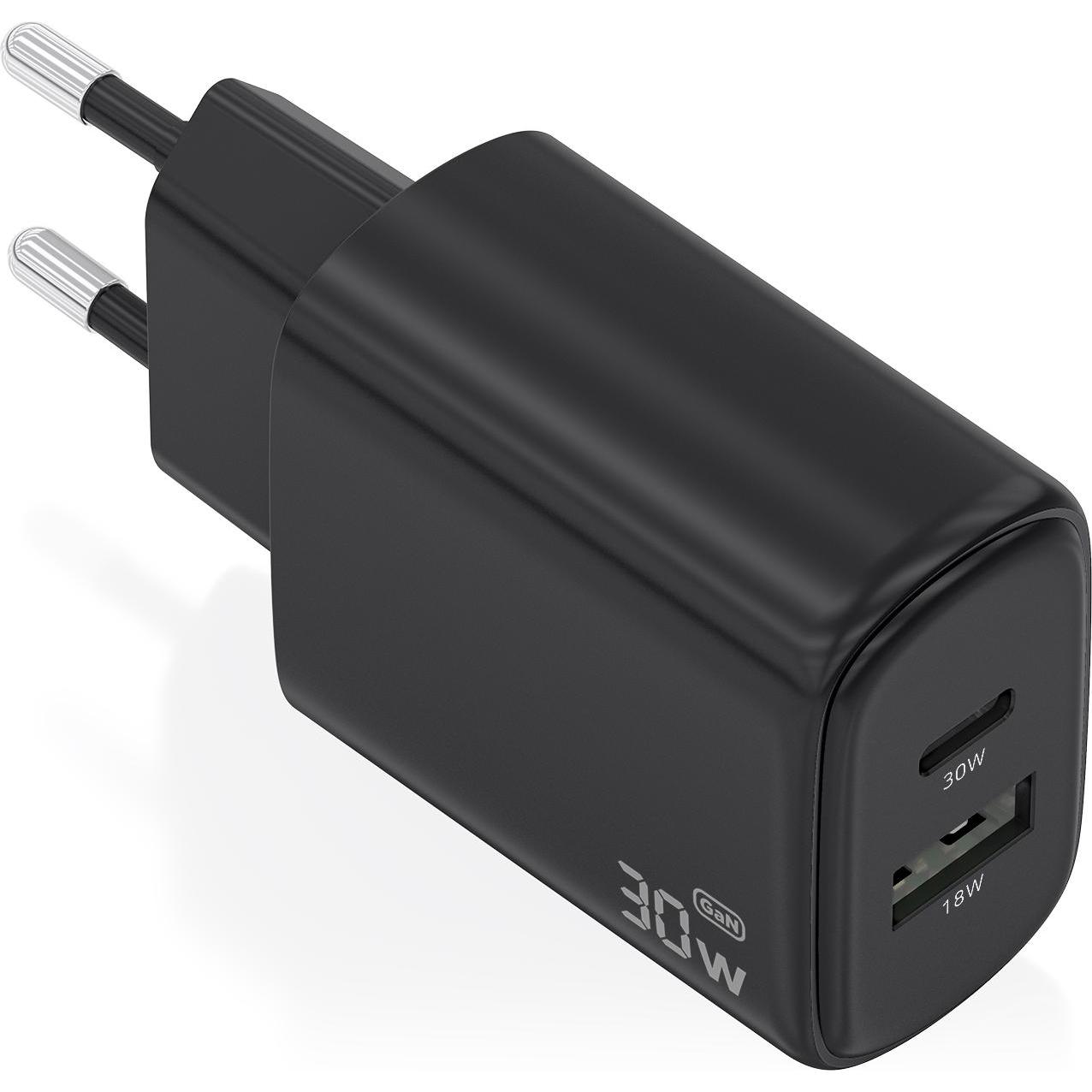 Aisens A110-0978 (30 W, 2 Porte), Caricatore Usb, Nero