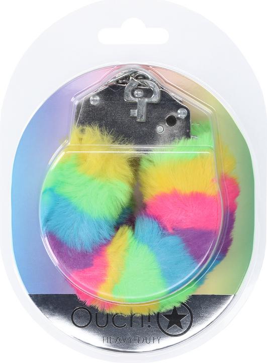 Actual product image Ouch! Heavy-duty Fluffy Handcuffs - Multicolor 1