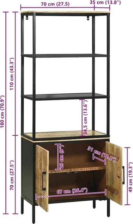 Produktbild vidaXL Highboard (35 x 70 x 180 cm)