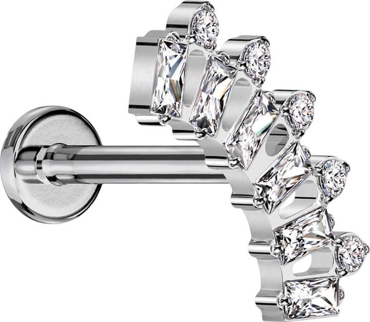 Produktbild Star Piercing Micro Labret Innengewinde silber sechs Baquette und fünf runde Kristalle silber (ohne Messing, Titan)