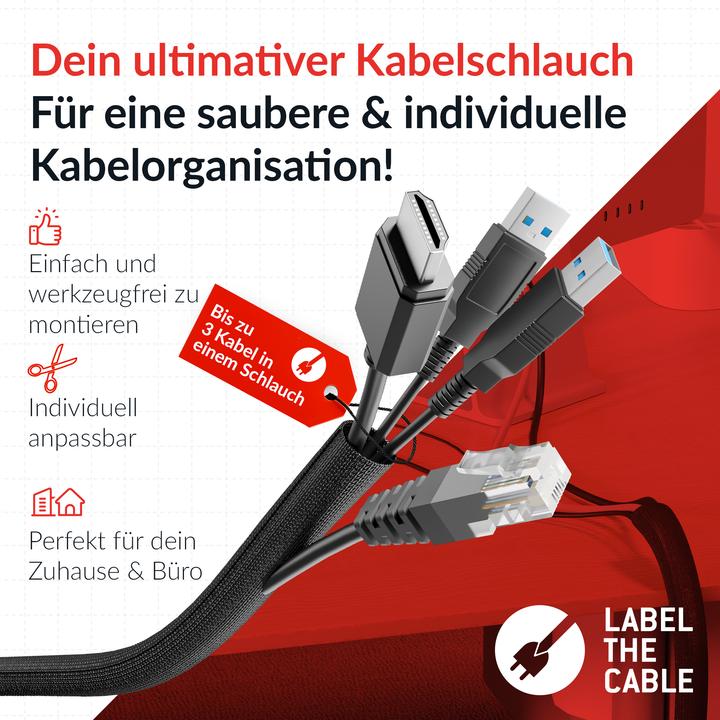Produktbild Label-the-cable PRO 5111, LTC PRO CABLE TUBE 10mm Kabelschlauch Selbstschliessend, 25m (Kabelschlauch, 2500 cm)