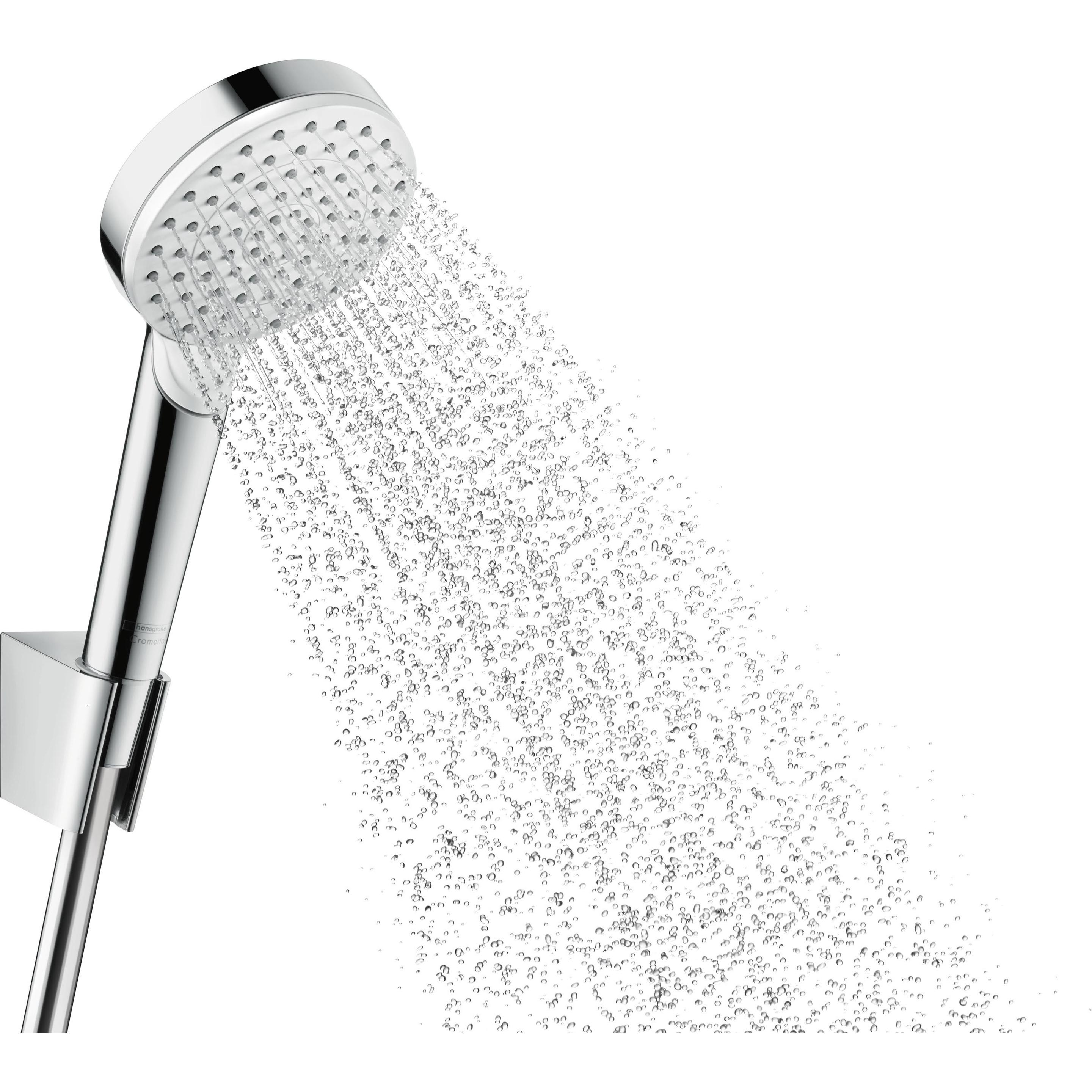 Thumbnail - hansgrohe, Duschbrause, HG Brauseset CROMETTA VARIO Porter Set 1,25 m EcoSm 9 l/m weiss/chrom (2 Strahlarten, 9 l/min)