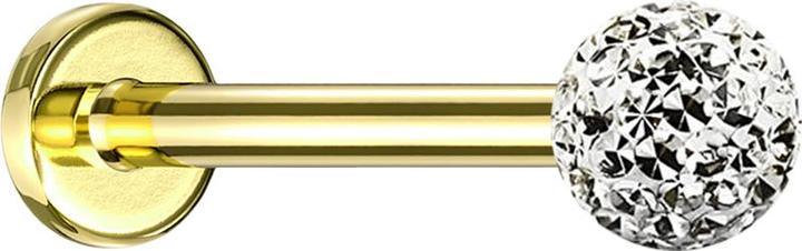 Image du produit Star Piercing Micro Labret doré avec boule de cristal argentée couche de protection en époxy (sans laiton, Titane)