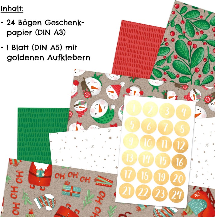 Actual product image Papierdrachen Geschenkpapier mit Zahlen 1-24