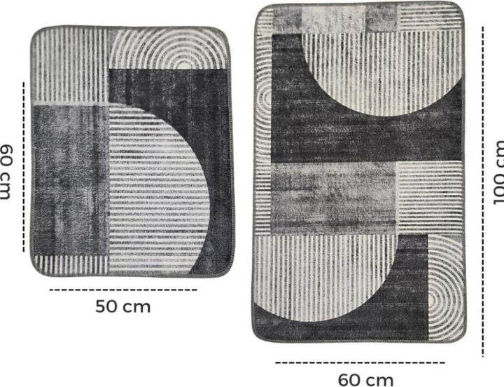 Produktbild Miqna 2-tlg. rutschfestes Badteppich Set, waschbar (60x100 & 50x60 cm) (100 x 60 cm)