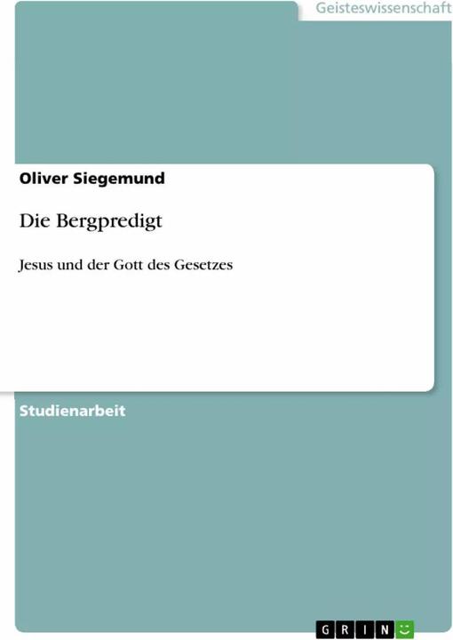Actual product image Die Bergpredigt (German, Oliver Siegemund, 2011)