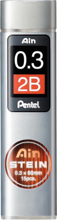Actual product image Pentel Pencil leads AinStein (15 Piece, Graphite, 0.30 mm)