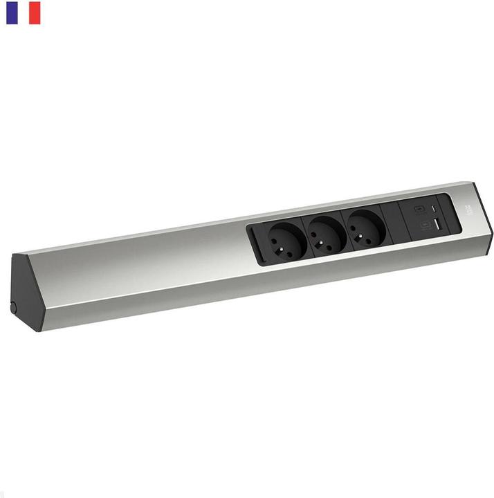 Produktbild Bachmann CASIA 2 3x FR Steckdose UTE 1x USB-Charger A/C (932.007) Edelstahl-Optik, lang (CEE 7/5, CEE 7/3, 2 m)