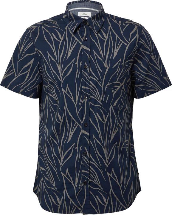 Immagine prodotto s.Oliver Hemd Slim Fit: Gemustertes Kurzarmhemd mit Kentkragen (M)