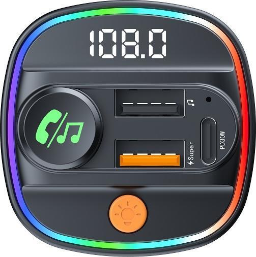 Produktbild Devia Sender FM Smart Bluetooth MP3 Autoladegerät PD 30W 1x USB-C 2x USB 3A schwarz