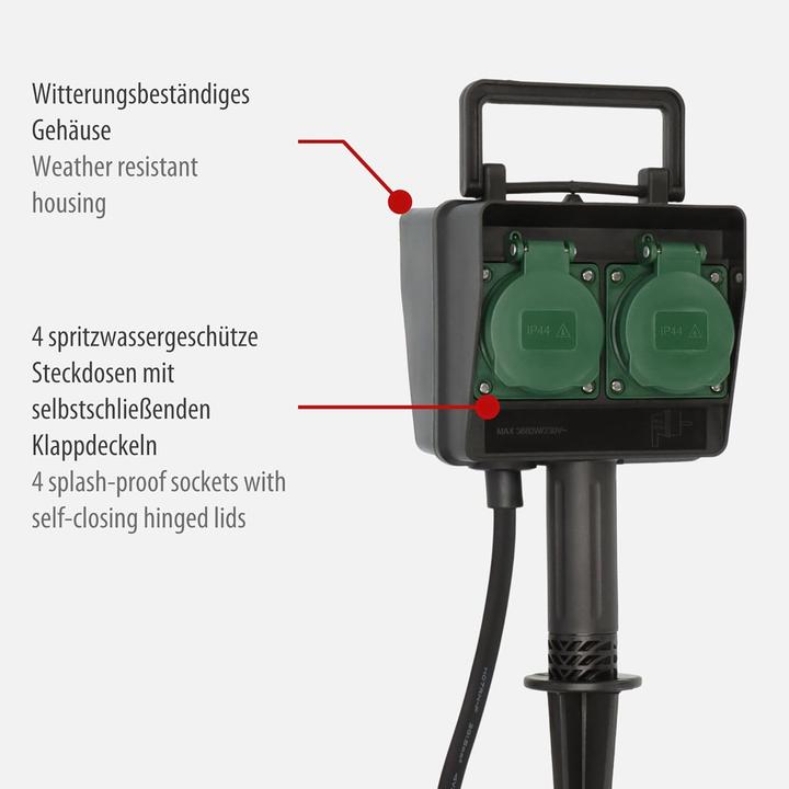 Produktbild Brennenstuhl Gartensteckdose mit Erdspiess (4 x, CEE 7/3, 1.40 m)