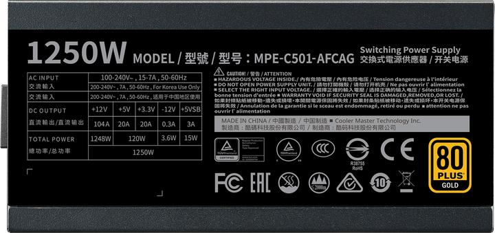 Actual product image Cooler Master MWE V2 (1250 W)